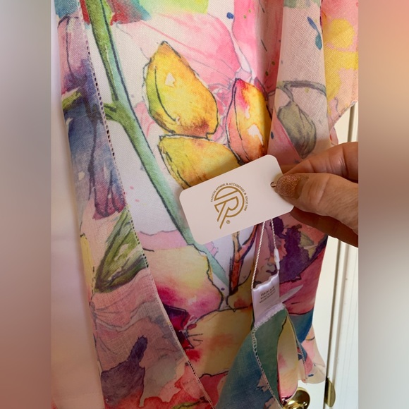 NWT Museum Art Ruana Rhuana Kimono Cover-Up OS “Watercolor Flowers” - Picture 9 of 10